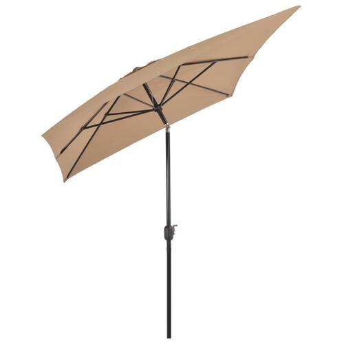 Udendørs parasol med metalstang 300 x 200 cm gråbrun