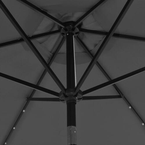 Udendørs parasol med LED-lys og stålstang 300 cm antracitgrå