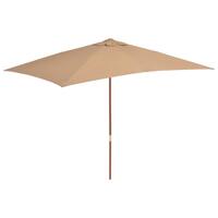 Udendørs parasol med træstang 200 x 300 cm gråbrun