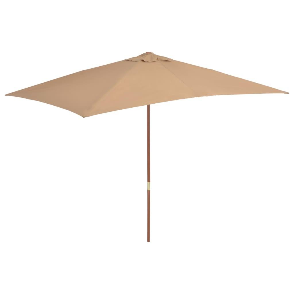 Udendørs parasol med træstang 200 x 300 cm gråbrun
