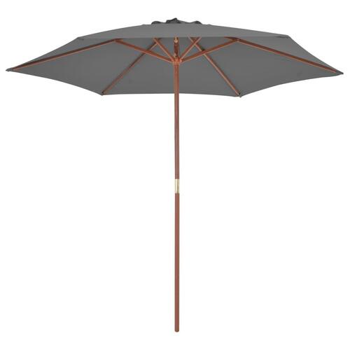 Udendørs parasol med træstang 270 cm antracitgrå