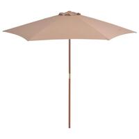 Udendørs parasol med træstang 270 cm gråbrun