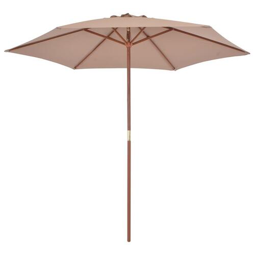 Udendørs parasol med træstang 270 cm gråbrun