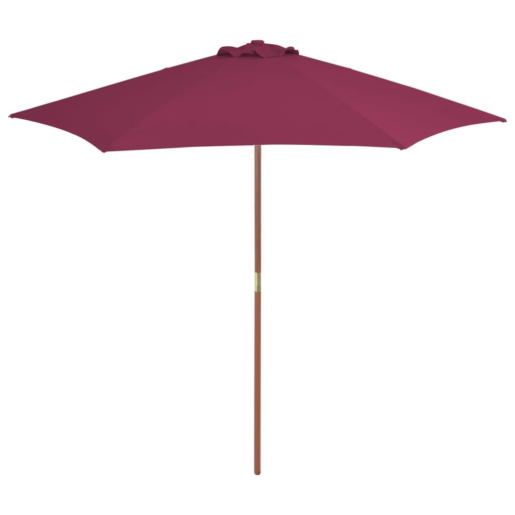 Udendørs parasol med træstang 270 cm bordeauxrød