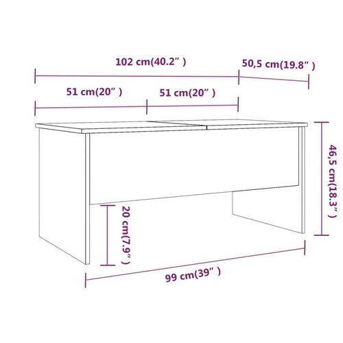 Sofabord 102x50,5x46,5 cm konstrueret træ hvid