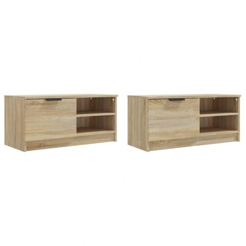 Tv-borde 2 stk. - 80 × 35 × 36,5 cm i konstrueret træ, sonoma-eg
