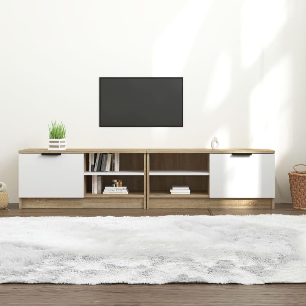 Tv-borde 2 stk. 80x35x36,5 cm konstrueret træ hvid og sonoma-eg