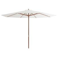 Udendørs parasol med træstang 350 cm sandhvid