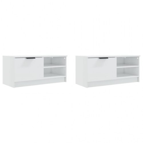Tv-borde, 2 stk. - 80×35×36,5 cm, hvid højglans, konstrueret træ