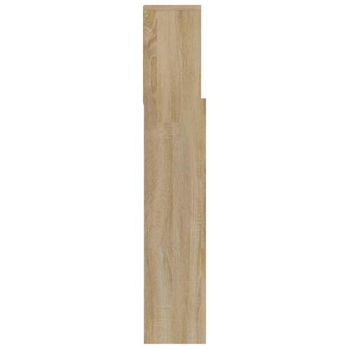 Sengegavl med opbevaring 120x19x103,5 cm hvid og sonoma-eg