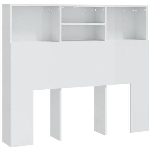 Sengegavl med opbevaring 120x19x103,5 cm hvid højglans