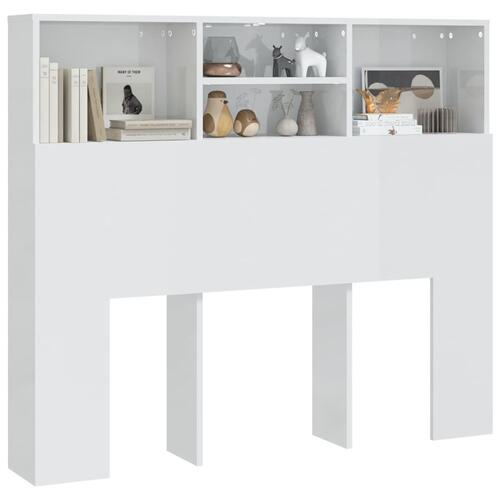 Sengegavl med opbevaring 120x19x103,5 cm hvid højglans