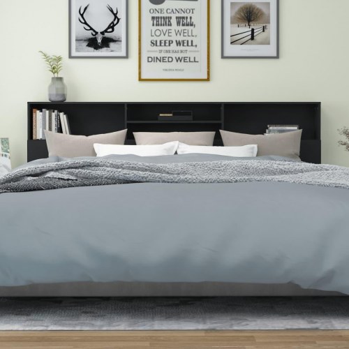 Sengegavl med opbevaring 220 x 19 x 101,5 cm - sort