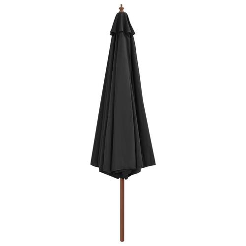 Udendørs parasol med træstang 350 cm antracitgrå