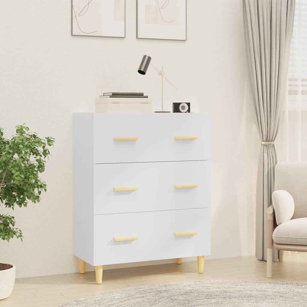 Skænk med 3 skuffer - hvid, 70×34×90 cm i konstrueret træ