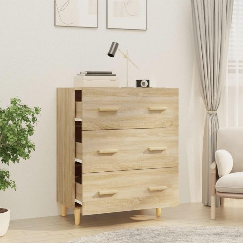 Skænk med 3 skuffer 70 x 34 x 90 cm - sonoma-eg