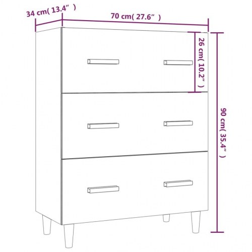 Skænk 70x34x90 cm konstrueret træ hvid højglans