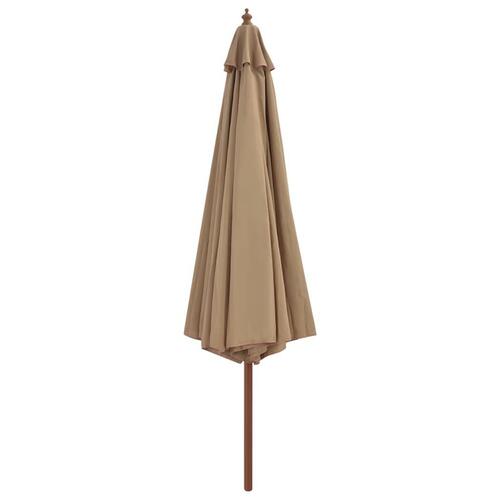 Udendørs parasol med træstang 350 cm gråbrun