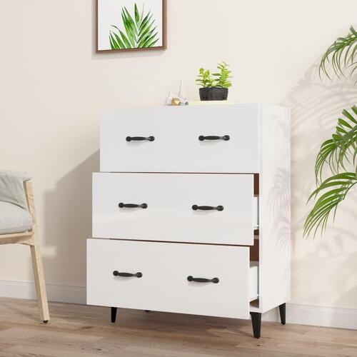 Skænk 69,5x34x90 cm konstrueret træ hvid højglans