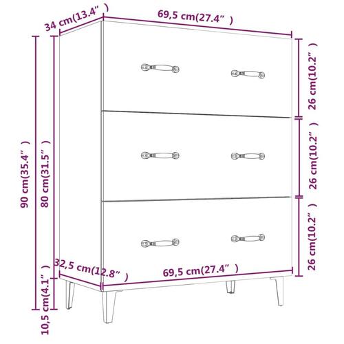 Skænk 69,5x34x90 cm konstrueret træ hvid højglans