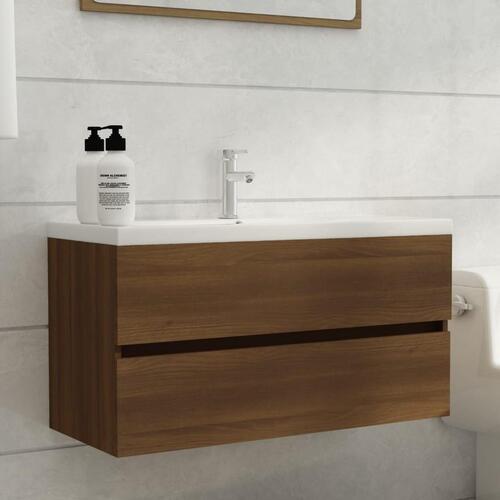 Underskab 90x38,5x45 cm konstrueret træ brun egetræ