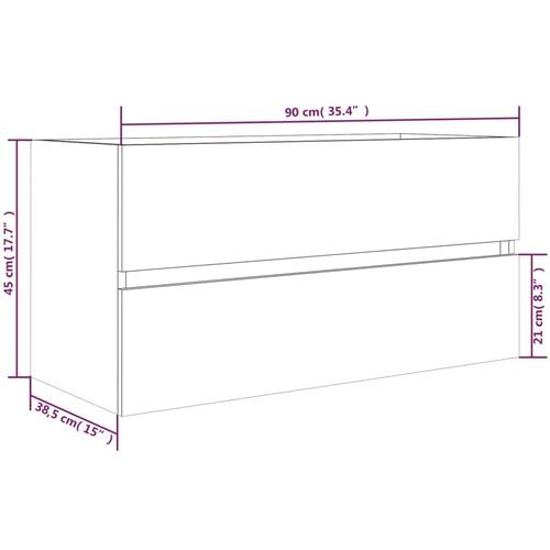 Underskab 90x38,5x45 cm konstrueret træ brun egetræ
