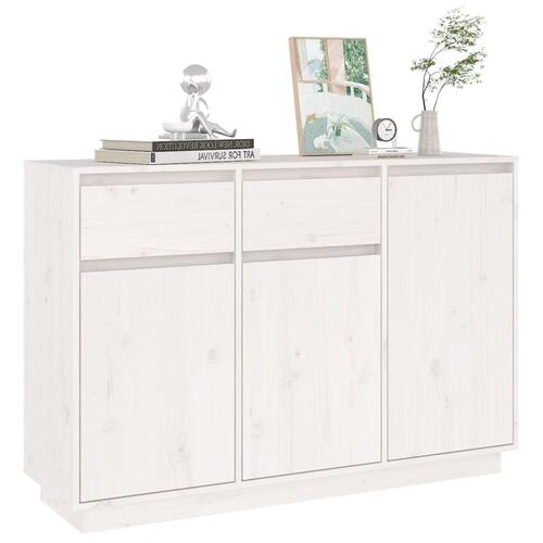 Skænk 110x34x75 cm massivt fyrretræ hvid