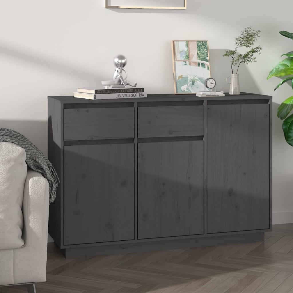 Skænk 110x34x75 cm massivt fyrretræ grå