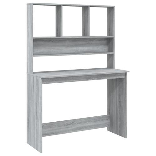 Skrivebord m. hylder 110x45x157cm konstrueret træ grå sonoma-eg