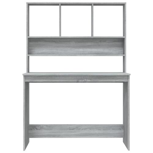 Skrivebord m. hylder 110x45x157cm konstrueret træ grå sonoma-eg