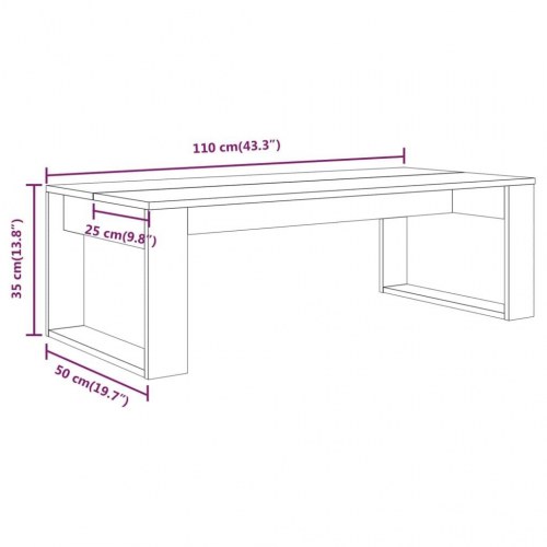 Sofabord 110x50x35 cm konstrueret træ brun egetræsfarve