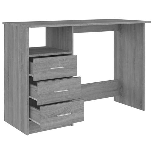 Skrivebord m. skuffer 110x50x76cm konstrueret træ grå sonoma-eg