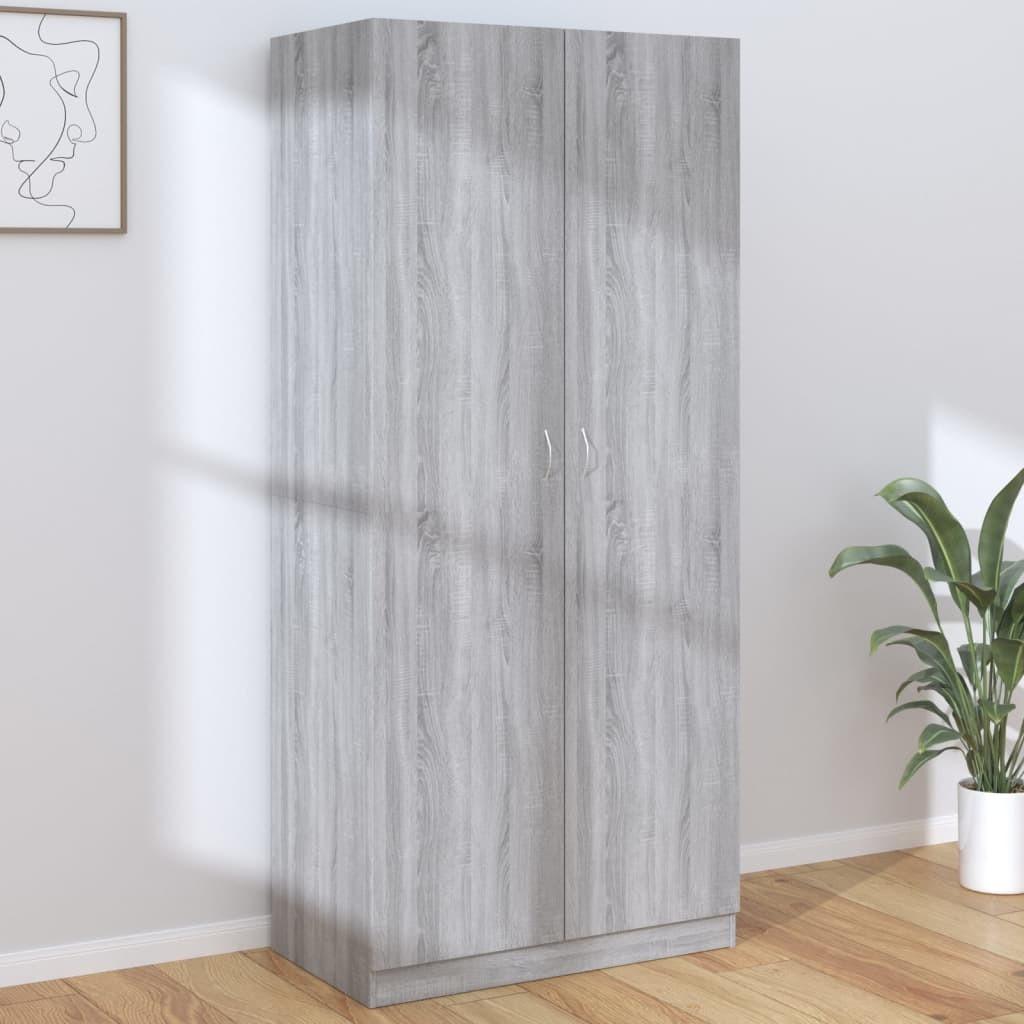 Garderobeskab 90x52x200 cm konstrueret træ grå sonoma-eg