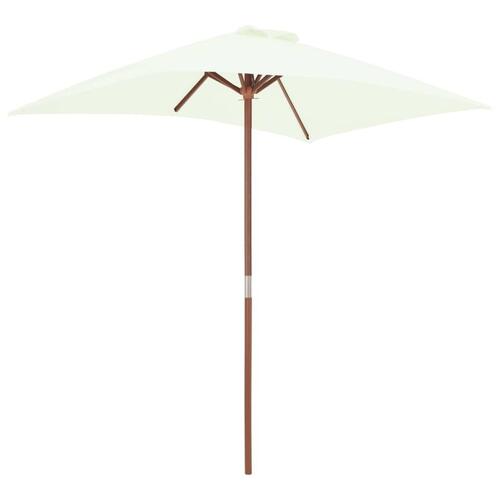 Udendørs parasol med træstang 150 x 200 cm sandfarvet