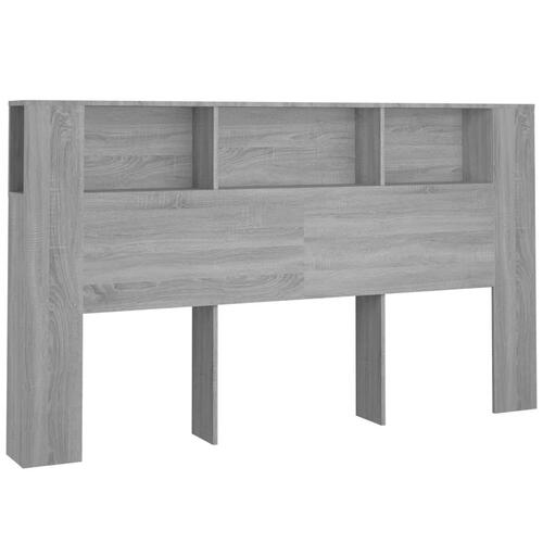 Sengegavl med opbevaring 180x18,5x104,5 cm grå sonoma-eg