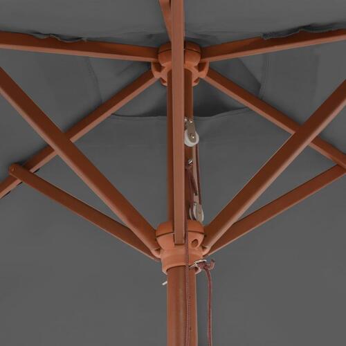 Udendørs parasol med træstang 150 x 200 cm antracitgrå