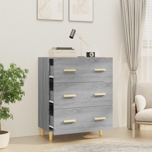 Skænk med 3 skuffer 70 x 34 x 90 cm - grå sonoma-eg