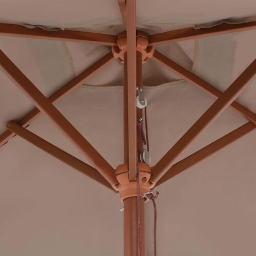 Udendørs parasol med træstang 150 x 200 cm gråbrun
