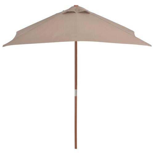 Udendørs parasol med træstang 150 x 200 cm gråbrun