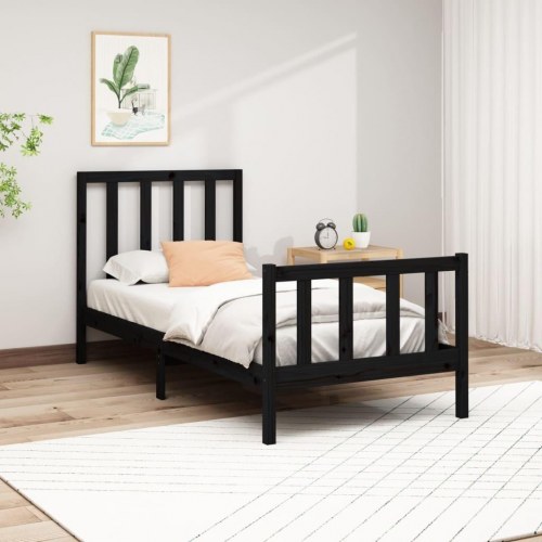 Sengeramme 100x200 cm massivt fyrretræ sort