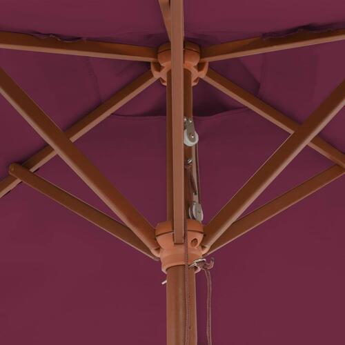 Udendørs parasol med træstang 150 x 200 cm bordeauxrød