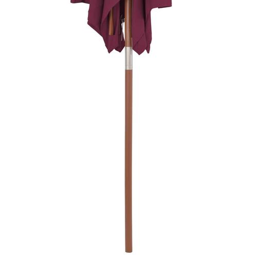 Udendørs parasol med træstang 150 x 200 cm bordeauxrød