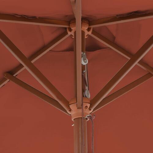 Udendørs parasol med træstang 150 x 200 cm terracottafarvet