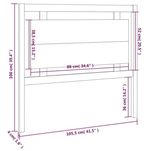 Sengegavl 105,5×4×100 cm - massivt fyrretræ, gyldenbrun