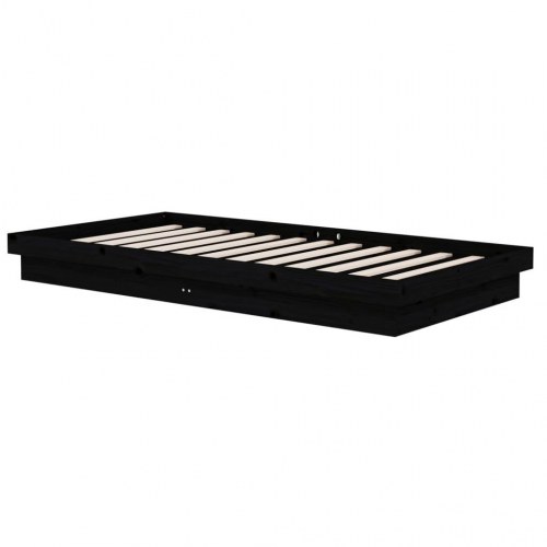 Sengeramme 100×200 cm i massivt fyrretræ - sort