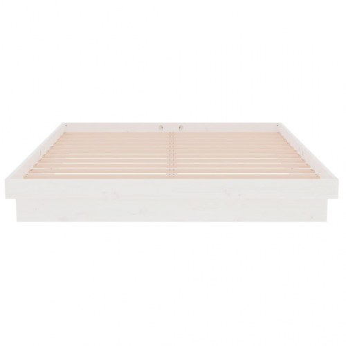 Sengeramme 150x200 cm - massivt fyrretræ, hvid King Size