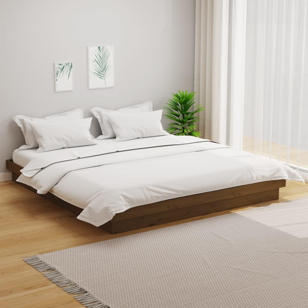 Sengestel 180x200 cm Super King massivt fyrretræ gyldenbrun