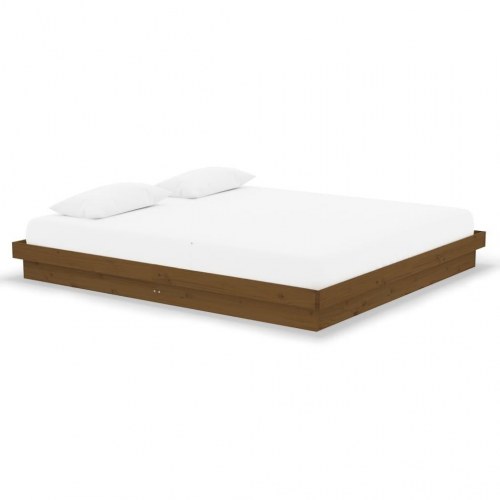 Sengestel 180x200 cm Super King massivt fyrretræ gyldenbrun