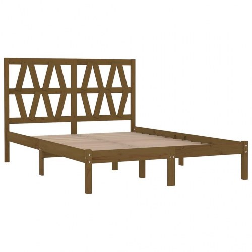 Sengeramme 200x200 cm massivt fyrretræ gyldenbrun