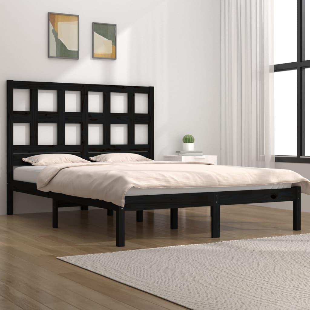 Sengestel 120x190 cm Small Double massivt fyrretræ sort